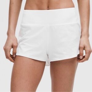 Lululemon White Speed Up Shorts 4”